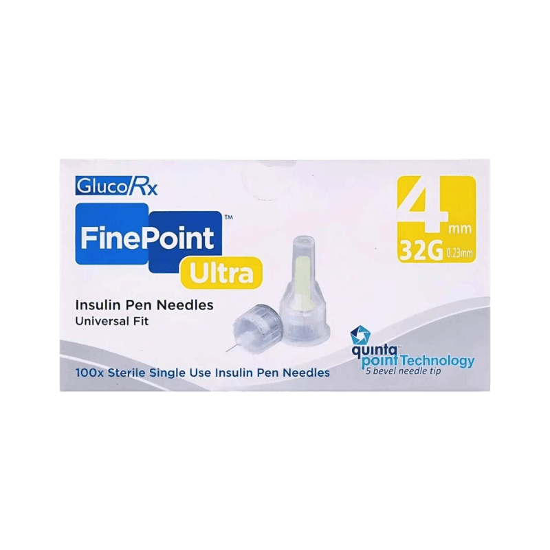 GlucoRx FinePoint ultra 4mm/32G Pen Needles